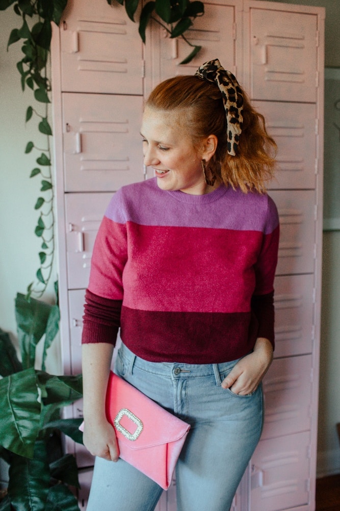 pink and purple sweater